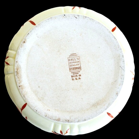 Vintage Halls China Ceramic Covered Casserole Dish 1940s Autumn Floral Design - Picture 6 of 11